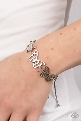 Put a WING on It Silver Butterfly Bracelets Paparazzi Accessories. #P9WH-SVXX-243XX. Free Shipping