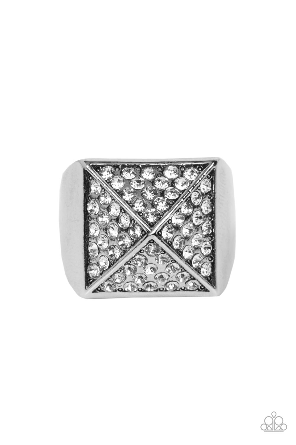 Paparazzi Pyramidal Powerhouse White Ring. Get Free Shipping. #P4MN-URWT-015XX