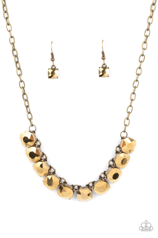 Radiance Squared - Brass Necklace Paparazzi Accessories