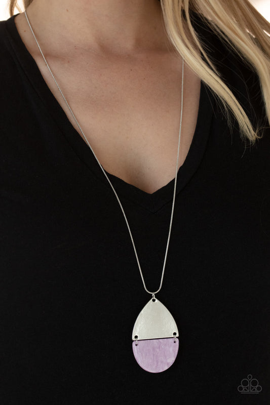 Paparazzi Rainbow Shores - Purple Necklace in triangular silver frame