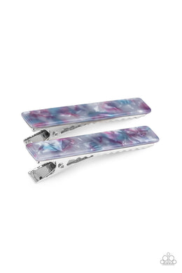 Right HAIR, Right Now - Blue Iridescent Acrylic Hair Clip Paparazzi Accessories. #P7SS-BLXX-104XX