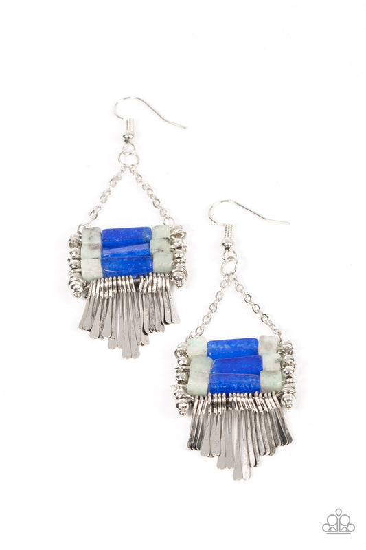 Riverbed Bounty - Blue Earrings Paparazzi Accessories. Free Shipping! #P5SE-BLXX-287XX