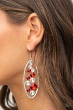 Load image into Gallery viewer, Rock Candy Bubbly Red and White Rhinestone Earrings Paparazzi Accessories. #P5ST-RDXX-012XX
