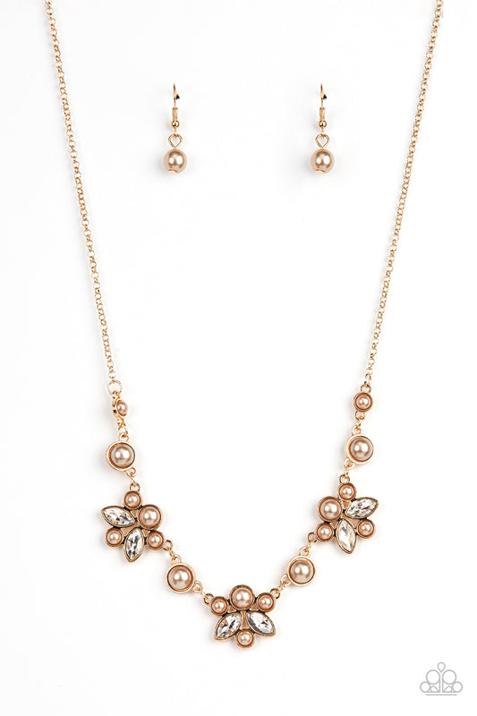 Royally Ever After Brown Necklace Paparazzi Accessories with Champagne Pearls. Subscribe & Save