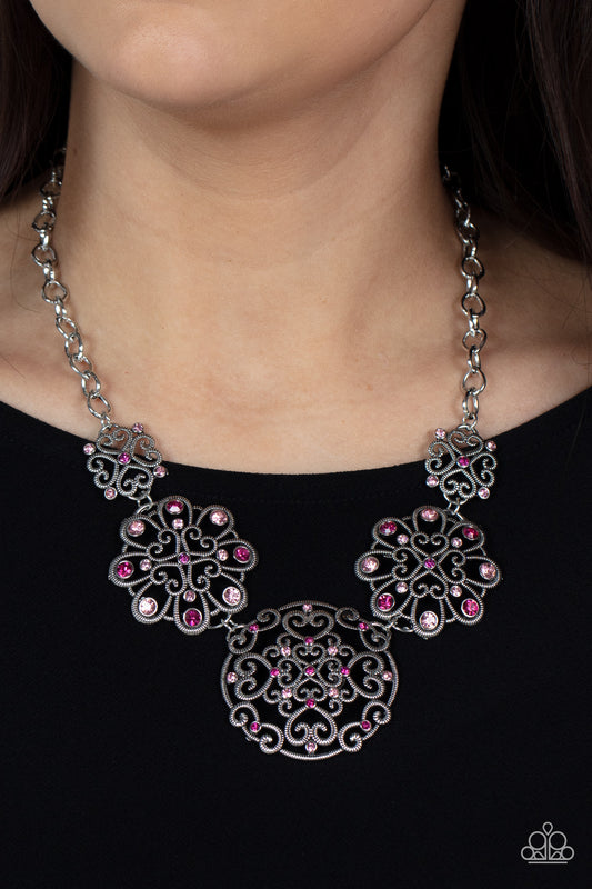 Paparazzi Royally Romantic - Pink Short Necklace. Get Free Shipping! ##P2ST-PKXX-111XX