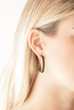 Load image into Gallery viewer, Paparazzi Earring ~ Rugged Retro - Brass Hoops Earring
