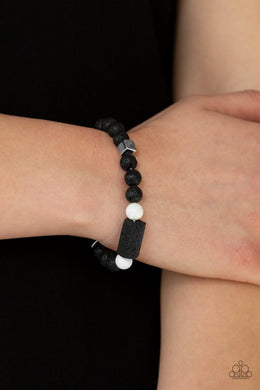 Paparazzi Bracelet ~ Run Out The BLOCK - White Bracelet Lava Rock Beads