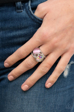 SELFIE-Indulgence Pink Cats Eye Stone Ring Paparazzi Accessories. #P4RE-PKXX-258XX. Free Shipping