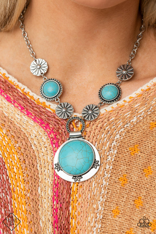 Paparazzi Saguaro Garden - Blue Necklace. February 2022 Fashion Fix Exclusive. Get Free Shipping!