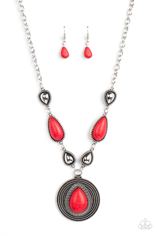 Paparazzi Saguaro Soul Trek Red Necklace. #P2SE-RDXX-325XX. Get Free Shipping. Stone Necklace