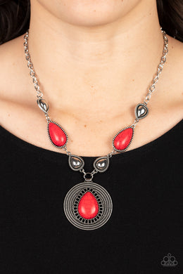 Saguaro Soul Trek Red Stone Necklace Paparazzi Accessories. Short Necklace. #P2SE-RDXX-325XX