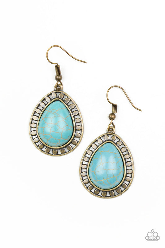 Sahara Serenity - Brass and Blue Earring Paparazzi