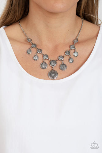 Sahara Stars Silver Coin Necklace Paparazzi Accessories. Dainty. #P2ST-SVXX-189XX. Free Shipping.