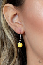 Load image into Gallery viewer, Sahara Suburb Yellow Necklace Paparazzi $5 Jewelry. Yellow Short necklace with earrings.
