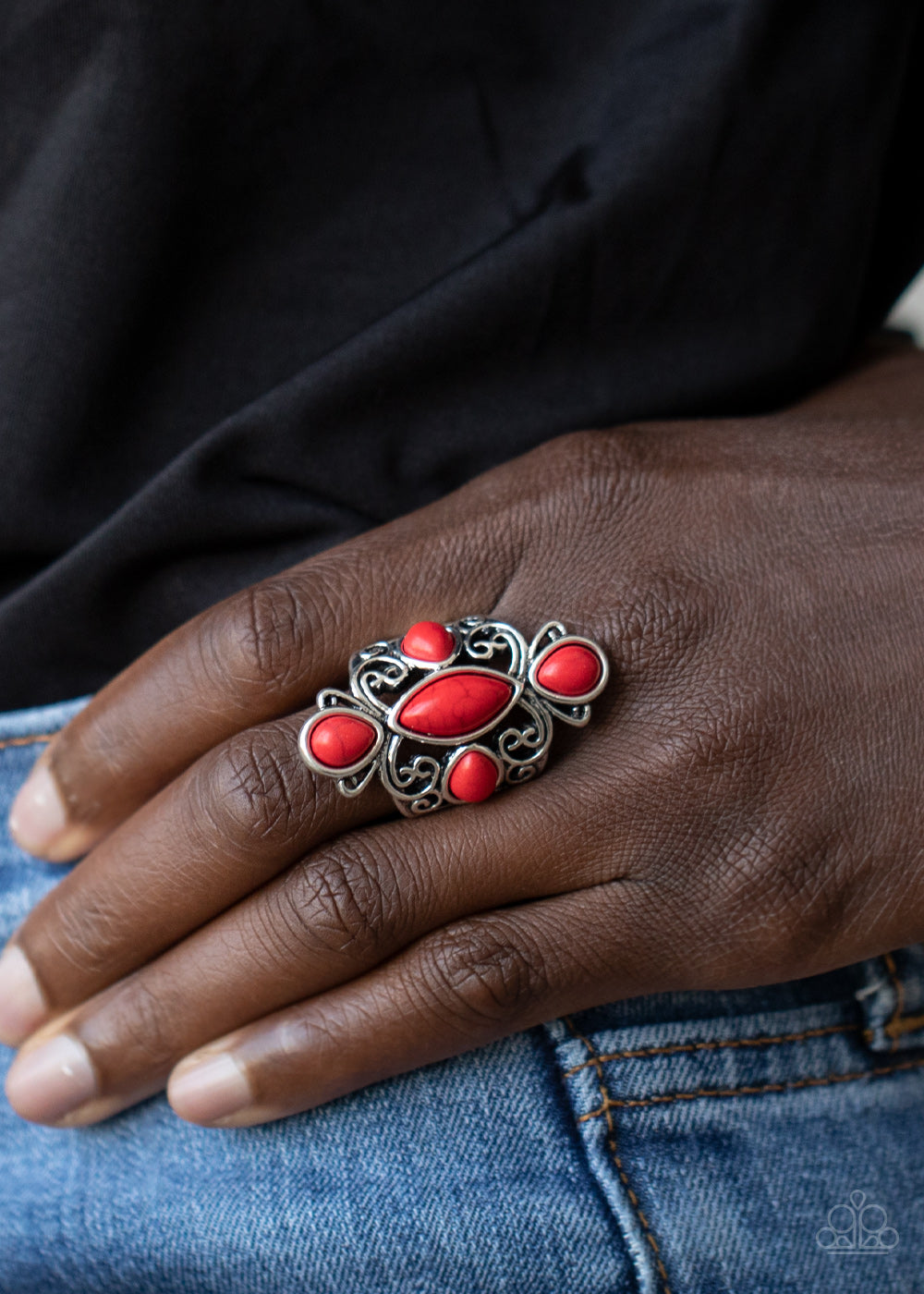 Sahara Sweetheart Red Ring Paparazzi Accessories. Get Free Shipping. #P4SE-RDXX-124XX. Filigree Ring