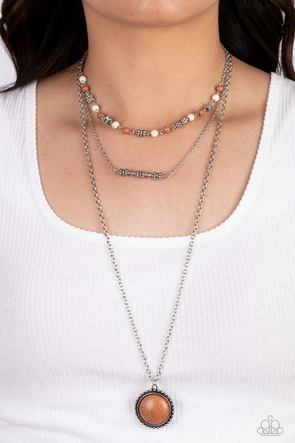 Sahara Symphony Multi Cream and Brown Necklace Paparazzi Accessories. #P2SE-MTXX-233XX