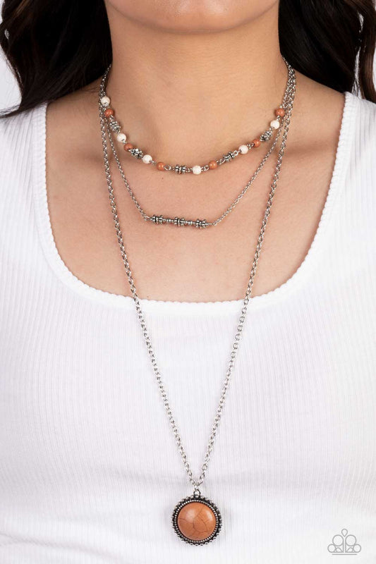 Sahara Symphony Multi Cream and Brown Necklace Paparazzi Accessories. #P2SE-MTXX-233XX