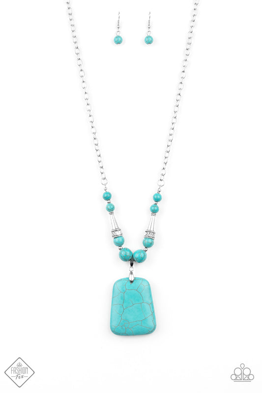 Sandstone Oasis - Blue Necklace Paparazzi Accessories Fashion Fix Necklace