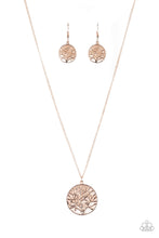 Load image into Gallery viewer, Paparazzi Save The Trees Rose Gold Necklace $5 Jewelry (Tree Of Life Nexklace)
