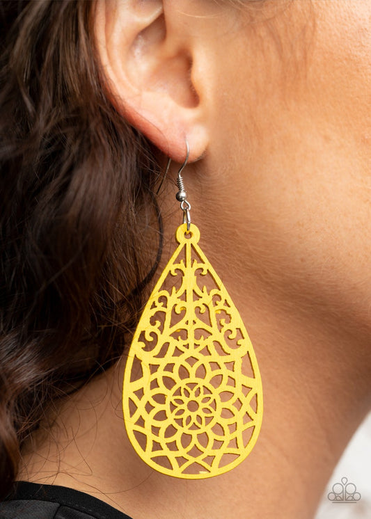 Seaside Sunsets Yellow Earrings Paparazzi Accessories at AainaasTreasureBox #P5SE-YWXX-111XX