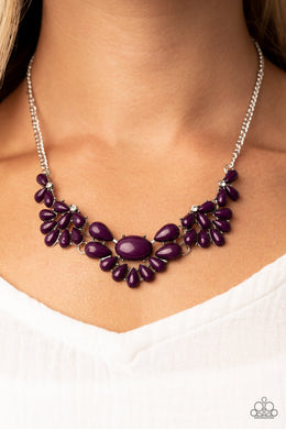 Secret GARDENISTA Purple Beads with white rhinestone Necklace Paparazzi Accessories. Plum Beads
