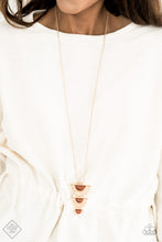 Load image into Gallery viewer, Paparazzi Serene Sheen Gold Long $5 Necklace. Get Free Shipping. #P2SE-GDXX-079UC
