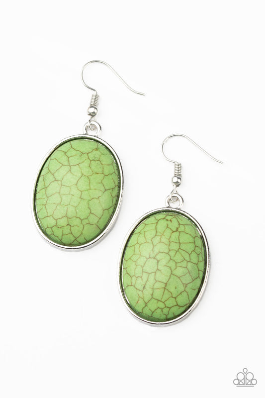 Serenely Sediment Green Earrings Paparazzi Accessories at AainaasTreasureBox. #P5SE-GRXX-089XX.