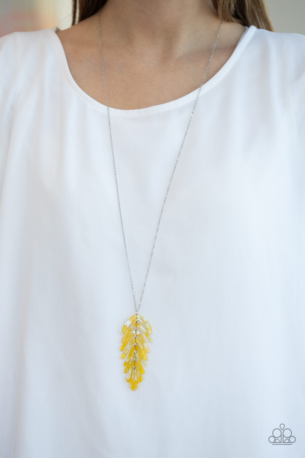 Paparazzi Necklace ~ She QUILL Be Loved - Yellow Acrylic Necklace