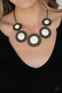 Paparazzi Necklace ~ She Went West - Brass and White Stone Necklace