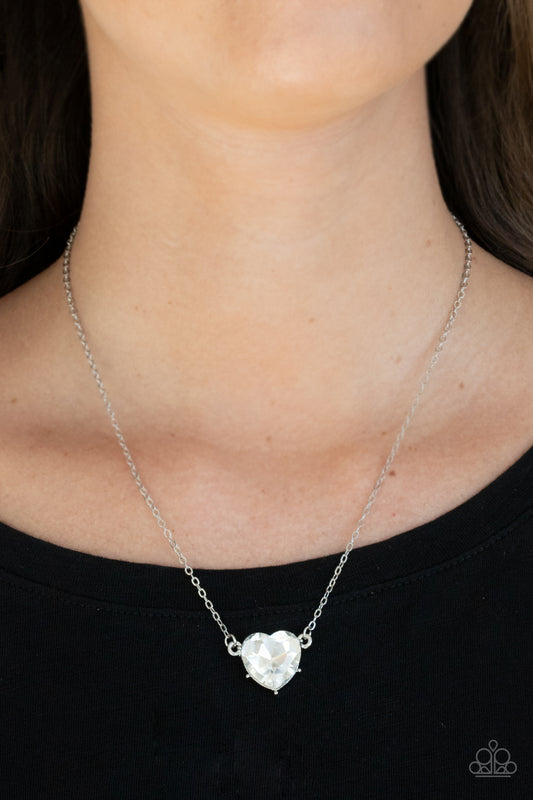 She Works HEART For The Money - White Necklace Paparazzi