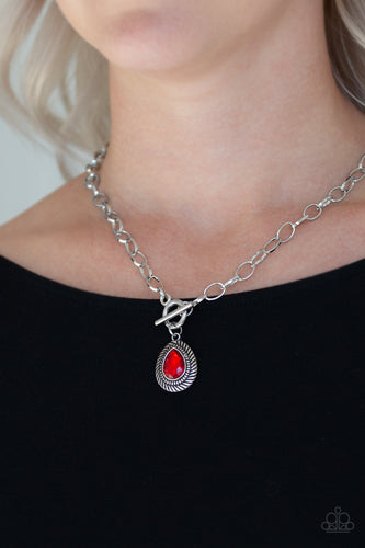 Paparazzi Necklace ~ Sheen Queen - Red Toggle Necklace