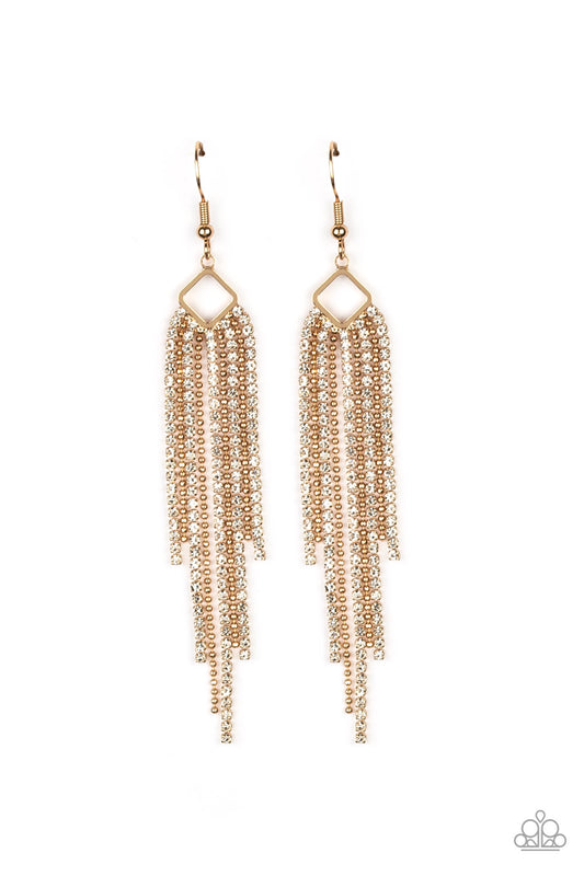 Singing in the REIGN - Gold Earrings Paparazzi Accessories
