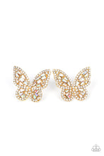 Load image into Gallery viewer, Smooth Like FLUTTER Gold Iridescent Butterfly Earrings Paparazzi Accessories. Get Free Shipping.
