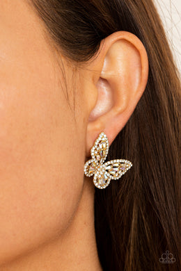 Paparazzi Smooth Like FLUTTER Gold Earrings. Butterfly Jewelry. Subscribe & Save. #P5PO-GDXX-217XX