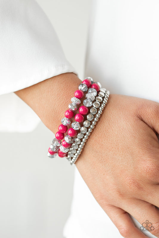 Paparazzi Socialize Pink $5 Bracelets. Get Free Shipping.