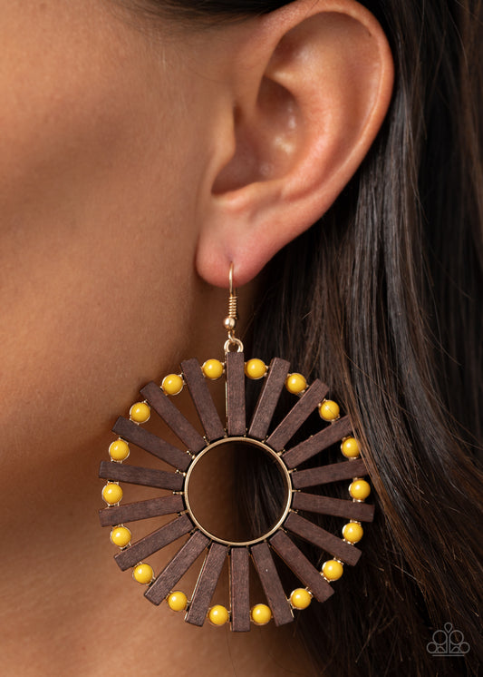 Paparazzi Solar Flare Yellow Wooden Earrings $5.00 Jewelry #P5ST-YWXX-010XX
