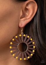 Load image into Gallery viewer, Paparazzi Solar Flare Yellow Wooden Earrings $5.00 Jewelry #P5ST-YWXX-010XX
