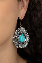 Load image into Gallery viewer, Paparazzi Southwestern Soul - Blue Earrings with teardrop turquoise stone. Hassle Free return!
