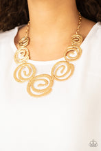 Load image into Gallery viewer, Paparazzi Necklace ~ Statement Swirl - Gold Swirl Necklace
