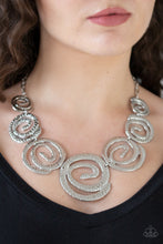 Load image into Gallery viewer, Paparazzi Statement Swirl Silver Necklace. Subscribe &amp; Save. #P2ST-SVXX-118XX. Swirl Necklace
