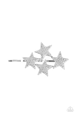 Stellar Celebration White Star Hair Clip Paparazzi Accessories #P7SS-WTXX-135XX. Free Shipping!