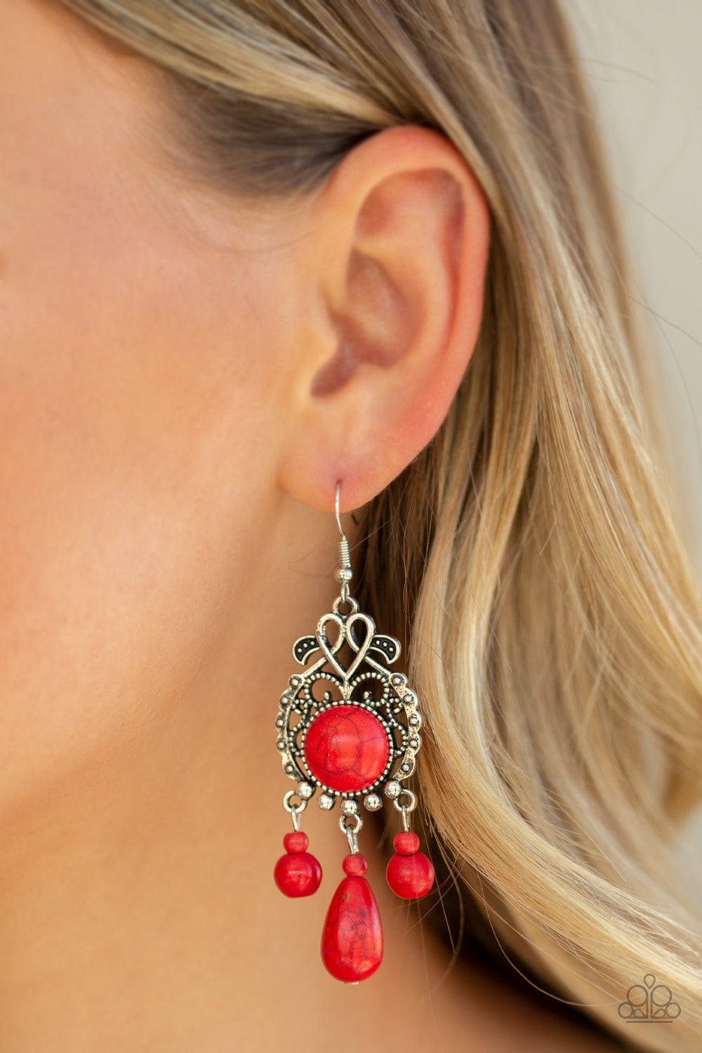 Paparazzi Earring Stone Bliss Red Stone Earring. Get Free Shipping. #P5SE-RDXX-132XX