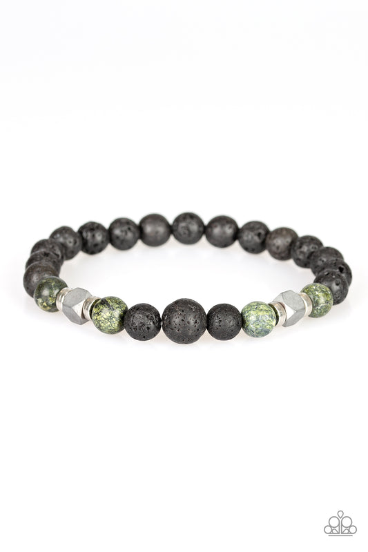 Strength - Green Urban Bracelet Paparazzi Accessories Lava Rock Beads Bracelet