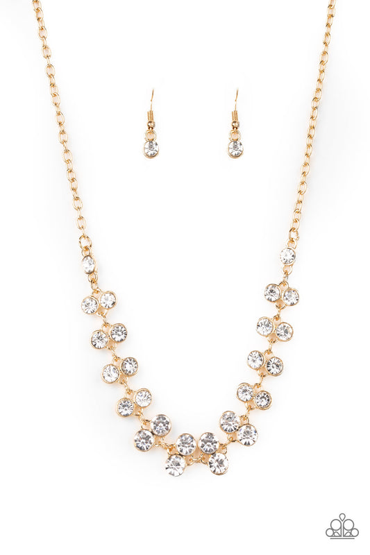 Super Starstruck Gold Necklace Paparazzi Accessories with earrings $5 Jewelry #P2RE-GDXX-331XX