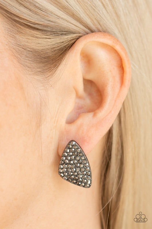 Paparazzi Supreme Sheen - Black Earrings Post Style $5 Paparazzi Jewelry (P5PO-BKXX-130XX)
