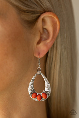 Paparazzi Earring ~ Terra Terrific - Orange Oval Stone Earring