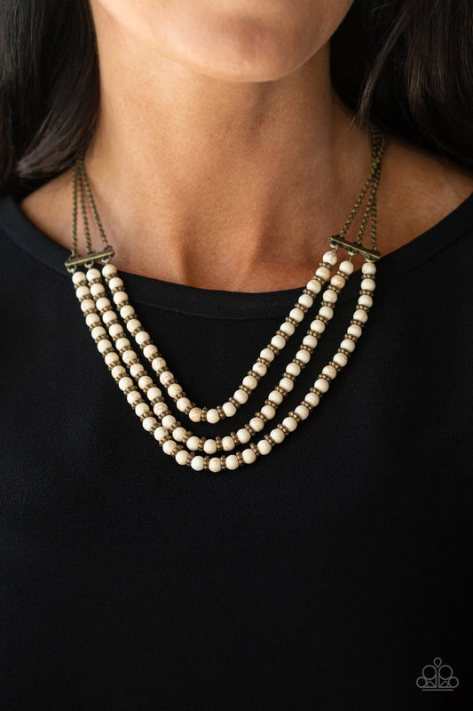 Terra Trails White Necklace Paparazzi Accessories. Get Free Shipping. #P2SE-WTXX-211XX.