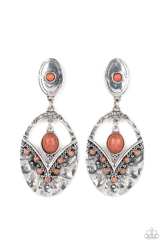 Paparazzi Terra Tribute Brown Earrings. #P5PO-BNXX-017XX. Get Free Shipping