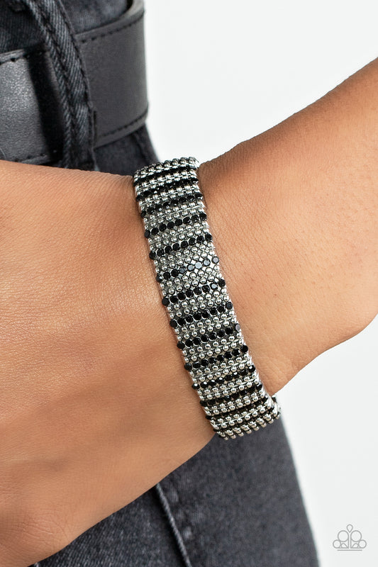 The GRIT Factor - Black Stretchy Bracelet Paparazzi Accessories. Get Free Shipping. #P9RE-BKXX-340XX