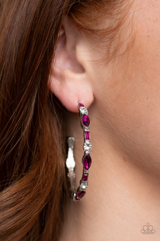 Paparazzi Earring ~ There Goes The Neighborhood - Pink Hoops #P5HO-PKXX-027XX